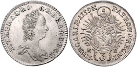 Münzen Römisch Deutsches Reich - Habsburgische Erb- und Kronlande Maria Theresia 1740 - 1780
 3 Kreuzer 1759 KB Kremnitz. 1,70g. Her. 1408, Eyp. 282 ...