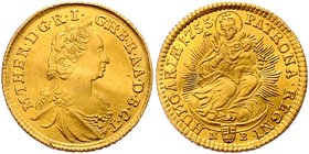 Münzen Römisch Deutsches Reich - Habsburgische Erb- und Kronlande Maria Theresia 1740 - 1780
 Dukat 1755 NB Nagybanya. 3,47g. Her. 269, Eyp. 252/8 ss...