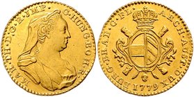 Münzen Römisch Deutsches Reich - Habsburgische Erb- und Kronlande Maria Theresia 1740 - 1780
 2 Souverain d´or 1779 Brüssel. 11,10g. Her. 350, Eyp. 4...