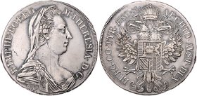Münzen Römisch Deutsches Reich - Habsburgische Erb- und Kronlande Maria Theresia 1740 - 1780
 Taler 1780 ST-SF Mailand. 27,82g. Her. 513, Hafner II.:...