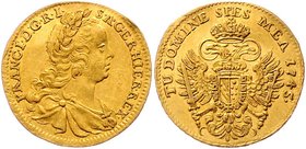 Münzen Römisch Deutsches Reich - Habsburgische Erb- und Kronlande Franz I. Stephan 1745 - 1765
 Dukat 1745 Wien. 3,37g. Her. 7 ss/vz