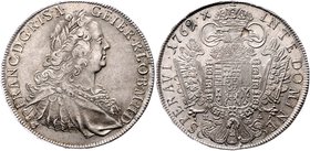 Münzen Römisch Deutsches Reich - Habsburgische Erb- und Kronlande Franz I. Stephan 1745 - 1765
 Taler 1762 HA Hall. 28,00g. Her. 138. Schrötlingsfehl...
