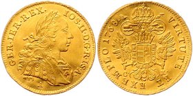 Münzen Römisch Deutsches Reich - Habsburgische Erb- und Kronlande Joseph II. als Mittregent 1765 - 1780
 Dukat 1768 A//C-K Wien. 3,48g. Her. 21. min....