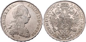 Münzen Römisch Deutsches Reich - Habsburgische Erb- und Kronlande Joseph II. als Mittregent 1765 - 1780
 Taler 1780 A / I.C.-F.A. Medusenkopf . Wien....