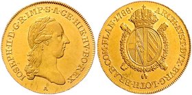 Münzen Römisch Deutsches Reich - Habsburgische Erb- und Kronlande Joseph II. als Alleinregent 1780 - 1790
 1/2 Souverain d´or 1788 A Wien. 5,56g. Her...