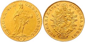 Münzen Römisch Deutsches Reich - Habsburgische Erb- und Kronlande Joseph II. als Alleinregent 1780 - 1790
 2 Dukaten 1784 Kremnitz. 6,99g. Her. 19 vz...