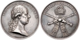 Münzen Römisch Deutsches Reich - Habsburgische Erb- und Kronlande Leopold II. 1790 - 1792
 Ag Gnadenmedaille 1790 vg. Auktion Elsen, Vente Publique 1...