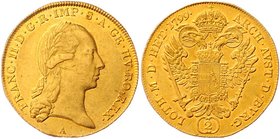 Münzen Römisch Deutsches Reich - Habsburgische Erb- und Kronlande Franz II. 1792 - 1806
 2 Dukaten 1799 A Wien. 6,96g. Her. 40 f.vz/vz