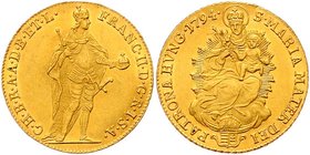 Münzen Römisch Deutsches Reich - Habsburgische Erb- und Kronlande Franz II. 1792 - 1806
 Dukat 1794 für Ungarn. Wien. 3,48g. Her. 88 vz/stgl