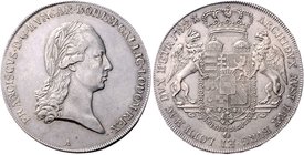 Münzen Römisch Deutsches Reich - Habsburgische Erb- und Kronlande Franz II. 1792 - 1806
 Königstaler 1792 A Wien. 28,08g. Her. 261 vz