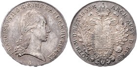 Münzen Römisch Deutsches Reich - Habsburgische Erb- und Kronlande Franz II. 1792 - 1806
 1/2 Taler 1803 A Wien. 13,98g. Her. 382 vz