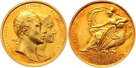 Franz I. 1806 - 1835
 Au - Medaille 1816 Hochzeitsmedaille zu 15 Dukaten, auf die Vermählung des Kaiser Franz I. von Österreich mit Carolina Augusta ...