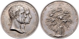 Franz I. 1806 - 1835
 Ag Medaille 1830 von J. D. Boehm, auf die Krönung des Kronprinzen Ferdinand am 28. September zum König von Ungarn in Pressburg....