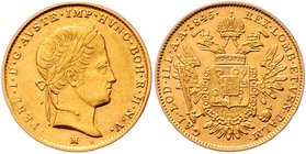 Ferdinand I. 1835 - 1848
 1/2 Sovrano 1845 M Mailand. 5,63g. Fr. 999 ss/vz