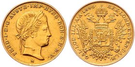 Ferdinand I. 1835 - 1848
 1/2 Sovrano 1846 M Mailand. 5,64g. Fr. 1001 ss/vz