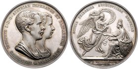 Franz Joseph I. 1848 - 1916
 Ag Medaille 1855 von K. Lange, auf die Geburt seiner Tochter Erzherzogin Sophia Friderica, Büste des Kaisers und seiner ...