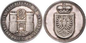 Franz Joseph I. 1848 - 1916
 Ag Medaille 1881 unsigniert, auf das I. Mährische Landesschießen zu Mährisch Schönberg . Torburg. Rs: Gekrönter Landessc...