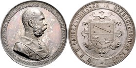 Franz Joseph I. 1848 - 1916
 Ag Medaille 1886 Stempel von Friedrich Leisek, Prägung Adolf Müller und Söhne. Auf das IV. Niederösterreichische Landess...