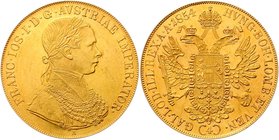 Franz Joseph I. 1848 - 1916
 4 Dukaten 1854 A Wien. 13,94g. Fr. 1099. feine Kratzer im Avers. vz