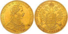 Franz Joseph I. 1848 - 1916
 4 Dukaten 1866 A Wien. 13,92g. Fr. 1114. leichte Randunebenheiten f.vz