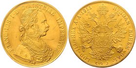 Franz Joseph I. 1848 - 1916
 4 Dukaten 1911 Wien. 13,95g. Fr. 1160. Kratzer ss