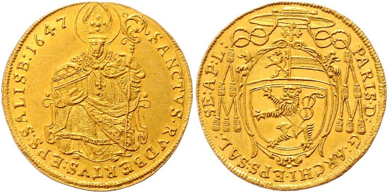 Salzburg - Erzbistum Paris Graf Lodron 1619 - 1653
 2 Dukaten 1647 Salzburg. 6,...