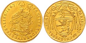 Salzburg - Erzbistum Paris Graf Lodron 1619 - 1653
 2 Dukaten 1647 Salzburg. 6,98g. HZ 1318 vz/stgl