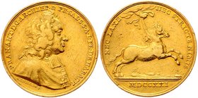 Salzburg - Erzbistum Franz Anton von Harrach 1709 - 1727
 5 Dukat 1721 vermutlich UNIKUM in Gold, (Philipp Heinrich Müller). Brustbild rechts. Rs: vo...