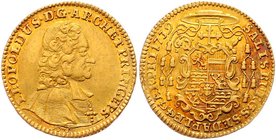 Salzburg - Erzbistum Leopold Anton Eleutherius von Firmian 1727 - 1744
 Dukat 1739 Salzburg. 3,46g. HZ 2554 f.vz
