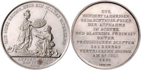 Salzburg - Erzbistum Leopold Anton Eleutherius von Firmian 1727 - 1744
 Ag-Medaille / Schaumünze 1732 / 1832 zum 100 Jubiläum der Aufnahme der Salzbu...