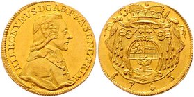 Salzburg - Erzbistum Hieronymus Graf von Colloredo 1772 - 1803
 Dukat 1783 Salzburg. 3,48g. HZ 3148 vz/stgl