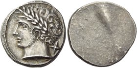 Etruria, Populonia
10 asses circa 300-250, AR 4.18 g. Laureate male head l.; behind, X. Rev. Blank. Sambon 73. Vecchi I, 11. EC 70.135 (this coin ill...
