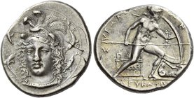 Syracuse
Drachm unsigned work by Eukleidas circa 405-400, AR 4.10 g. [ΣΥ – Ρ] – A – K – OΣI – ΩN Head of Athena facing three-quarters l., wearing dou...