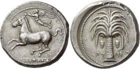 The Carthaginians in Sicily and North Africa
Tetradrachm, Carthago or Lilybaion circa 410-392, AR 16.97 g. qrthdst in Punic characters. Free horse ga...