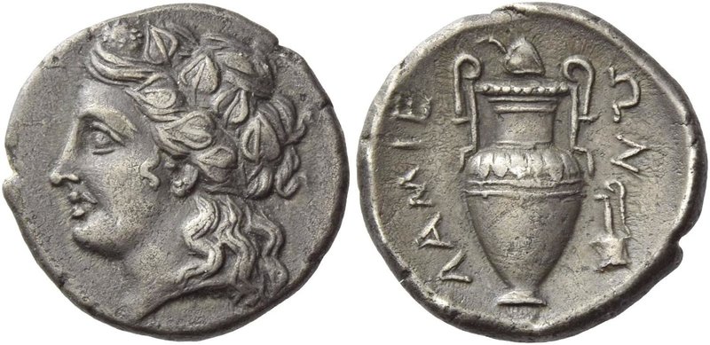 Lamia
Hemidrachm circa 400-350, AR 2.79 g. Ivy-wreathed head of Dionysus l. Rev...