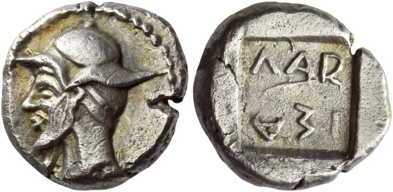Larissa
Triobol circa 479-465, AR 2.59 g. Head of Jason l., wearing petasus. Re...