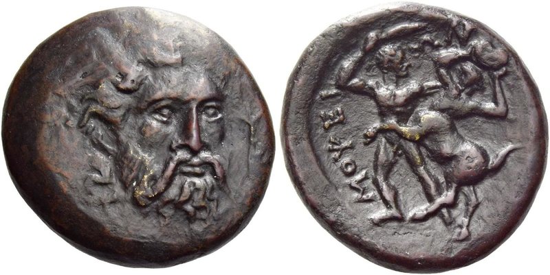 Mopsius
Tetrachalkous circa 350, Æ 7.86 g. Laureate head of Zeus three-quarters...