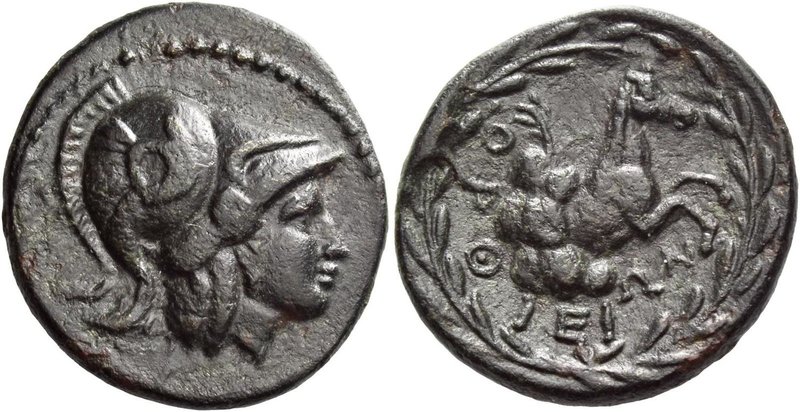 Orthe
Trichalkous late 4th - early 3rd century BC, Æ 6.24 g. Head of Athena r.,...