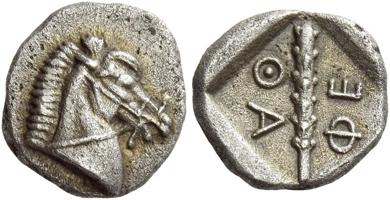 Thessalian League
Obol circa 470-460, AR 0.94 g. Head of bridled horse r. Rev. ...
