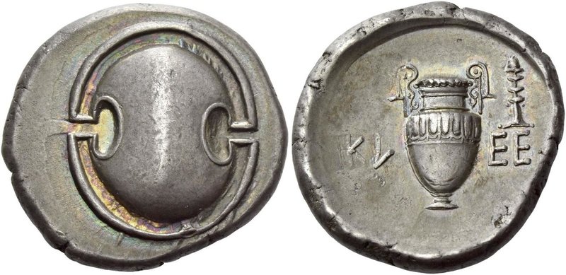 Thebes
Stater, magistrate Klee(s)- circa 379-368, AR 12.12 g. Boeotian shield. ...