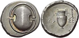 Thebes
Stater, magistrate Klee(s)- circa 379-368, AR 12.12 g. Boeotian shield. Rev. Amphora; in r. field, incense burner, KL – EE across field; all w...
