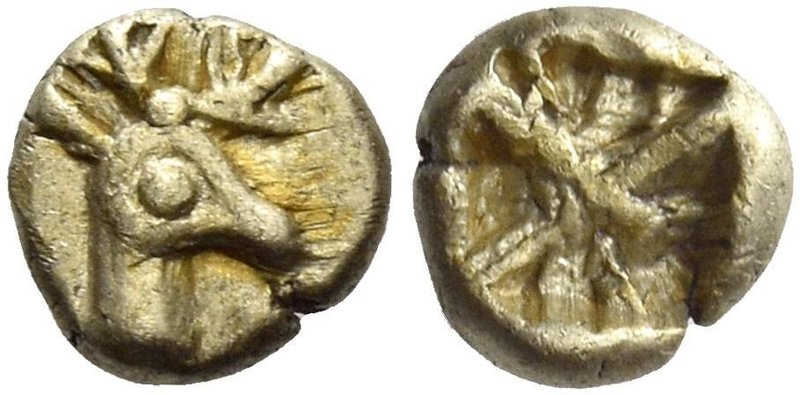 Ionia, Ephesus
Phanes, 1/48 stater 625-600, EL 0.29 g. Head of stag r. Rev. Irr...