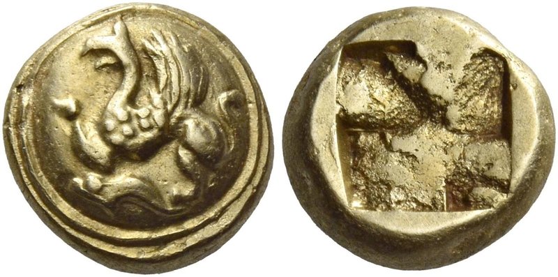 Phocaea
Hecte circa 521-478, EL 2.55 g. Round shield decorated with griffin spr...