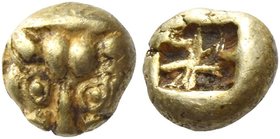 Uncertain mint
Lydo-Milesian myshemihecte VI century BC, EL 0.59 g. Panther's head facing. Rev. Square incuse punch. Weidaeur 162-165 (hemihecte). Bo...