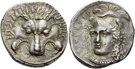 Zagaba, 400 – 380
Stater circa 400-380, AR 9.85 g. Lion's head facing. Rev. zakhabaha in Lycian characters Head of Athena facing three-quarters l., w...