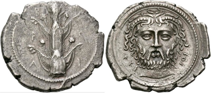 Cyrenaica, Barce
Tetradrachm, magistrate Akesios circa 360, AR 12.64 g. B – A /...