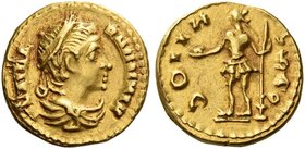 Indian imitation of a Roman aureus, possibly 2nd-3rd century AD, AV 6.97 g. blundered legend Laureate and diademed bust r. Rev. blundered legend Stand...
