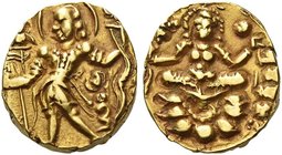 The Gupta Empire
Chandragupta II, 383 – 412 AD. Dinar, Archer type, 383-412, AV 7.84 g. King, nimbate, standing l., holding bow and arrow. In the r. ...