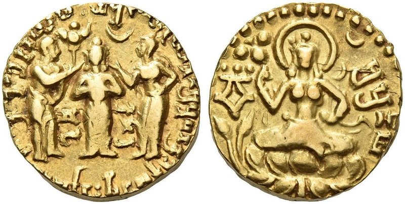 The Gupta Empire
Kumaragupta I, 409 – 450/452 AD. Dinar, Apratigha type, 409-45...
