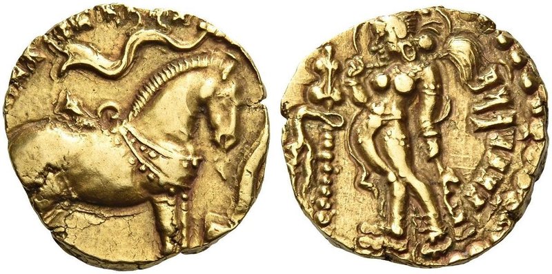 The Gupta Empire
Kumaragupta I, 409 – 450/452 AD. Dinar, Ashvamedha type, 409-4...
